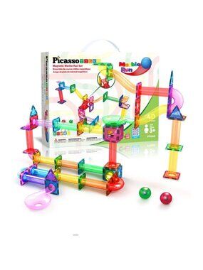 PicassoTiles Magnetic Marble Run Set 40-Piece STEM Toy For Kids Ages 3+ Educatio